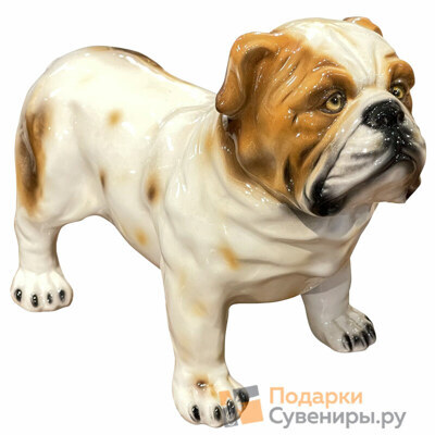 Статуэтка "Бульдог щенок светлый" 25 см керамическая ростовая скульптура